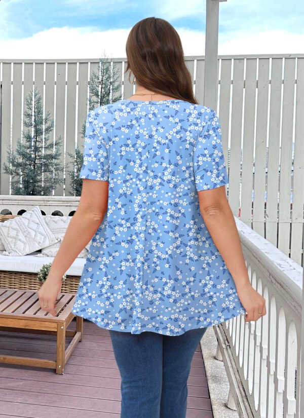 Tunic Tops for Women Plus Size Short Sleeve Crew Neck Swing Flare Loose T-Shirt Blouses to Wear with Leggings - Image 3