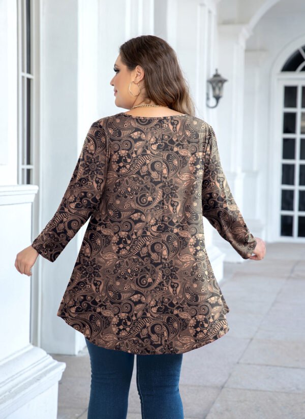 Tunic Tops for Women Plus Size 3/4 Sleeve Crew Neck Swing Flare Loose T-Shirt Blouses to Wear with Leggings - Image 6