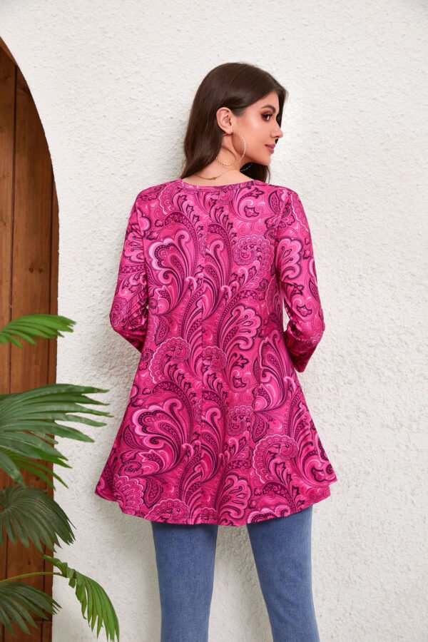 Tunic Tops for Women Plus Size 3/4 Sleeve Crew Neck Swing Flare Loose T-Shirt Blouses to Wear with Leggings - Image 3