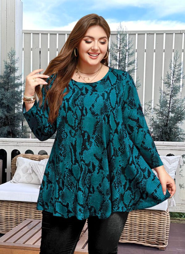 Tunic Tops for Women Plus Size 3/4 Sleeve Crew Neck Swing Flare Loose T-Shirt Blouses to Wear with Leggings - Image 7