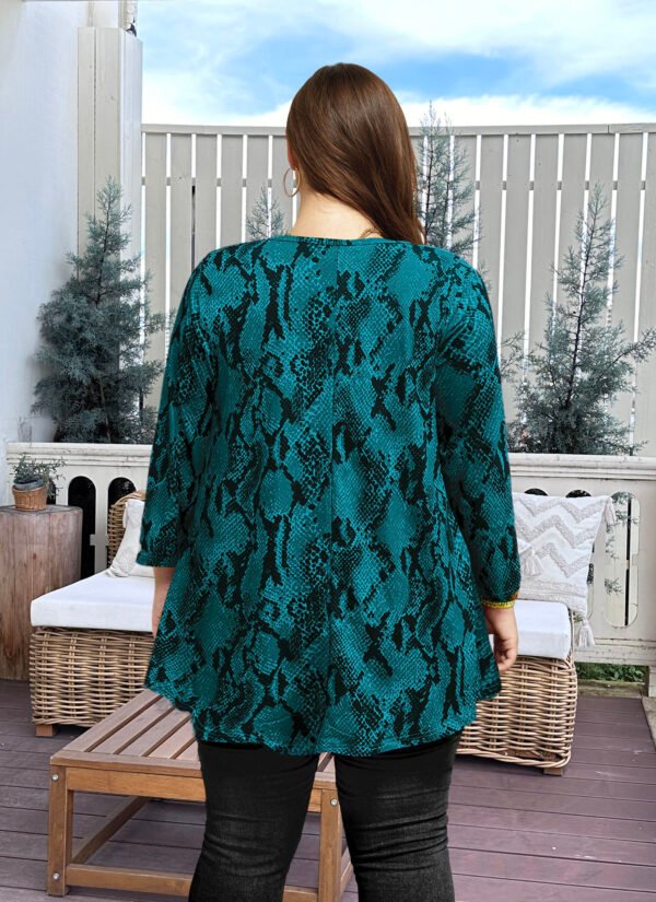 Tunic Tops for Women Plus Size 3/4 Sleeve Crew Neck Swing Flare Loose T-Shirt Blouses to Wear with Leggings - Image 5