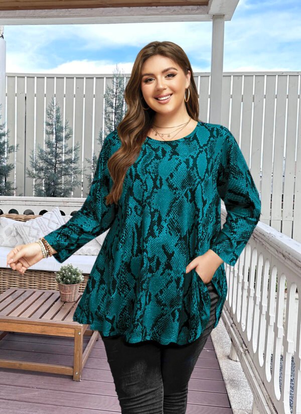 Tunic Tops for Women Plus Size 3/4 Sleeve Crew Neck Swing Flare Loose T-Shirt Blouses to Wear with Leggings - Image 8