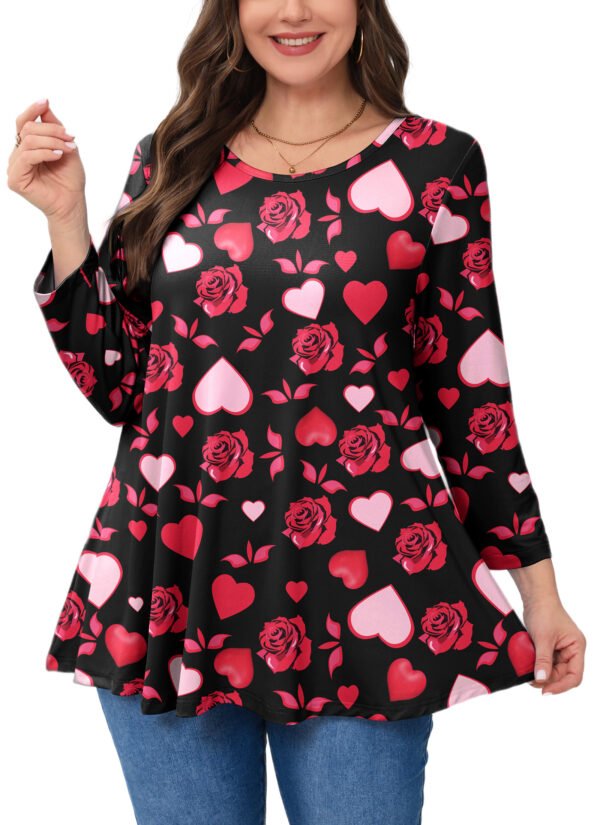 Womens Tunic 3/4 Sleeve Plus Size Tops Crew Neck Swing Flowy Loose Fit T-Shirt Blouses to Wear with Leggings - Image 6
