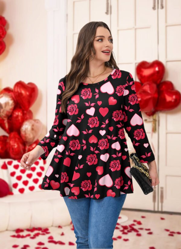 Womens Tunic 3/4 Sleeve Plus Size Tops Crew Neck Swing Flowy Loose Fit T-Shirt Blouses to Wear with Leggings - Image 5