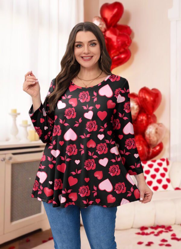 Womens Tunic 3/4 Sleeve Plus Size Tops Crew Neck Swing Flowy Loose Fit T-Shirt Blouses to Wear with Leggings - Image 4