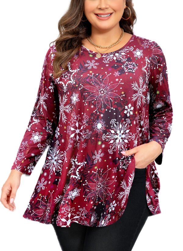 Tunic Tops for Women Plus Size 3/4 Sleeve Crew Neck Swing Flare Loose T-Shirt Blouses to Wear with Leggings - Image 4