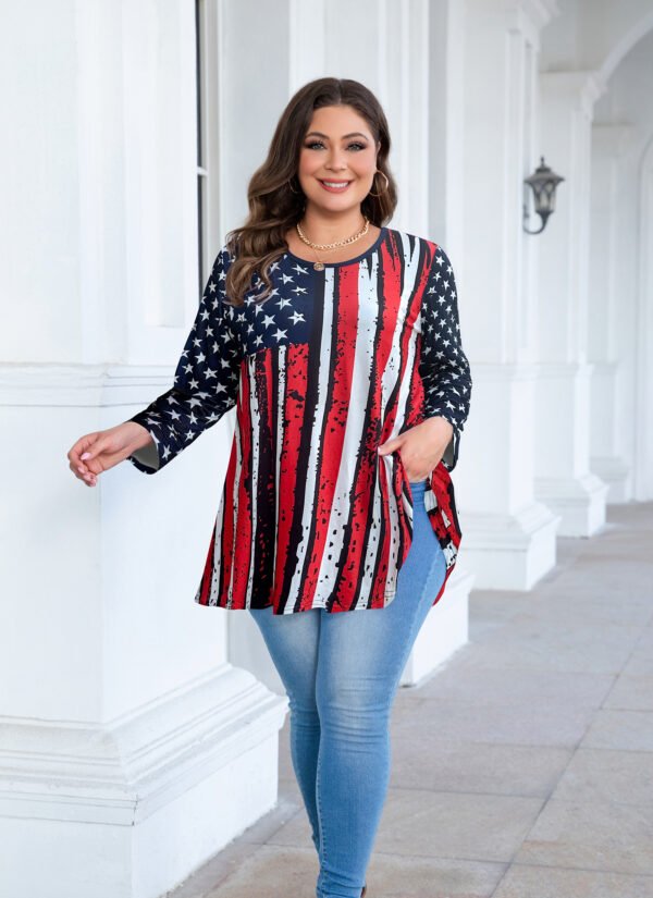 Tunic Tops for Women Plus Size 3/4 Sleeve Crew Neck Swing Flare Loose T-Shirt Blouses to Wear with Leggings - Image 7