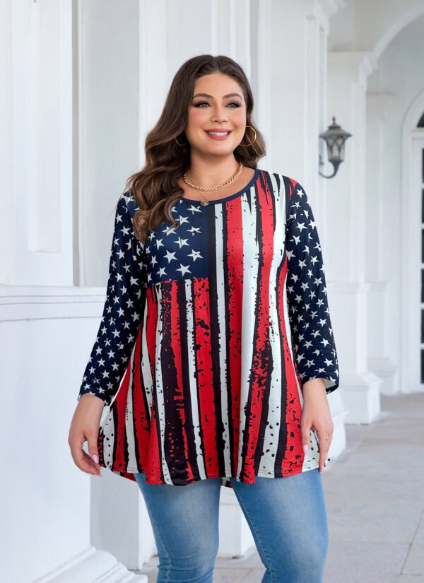 Tunic Tops for Women Plus Size 3/4 Sleeve Crew Neck Swing Flare Loose T-Shirt Blouses to Wear with Leggings - Image 5