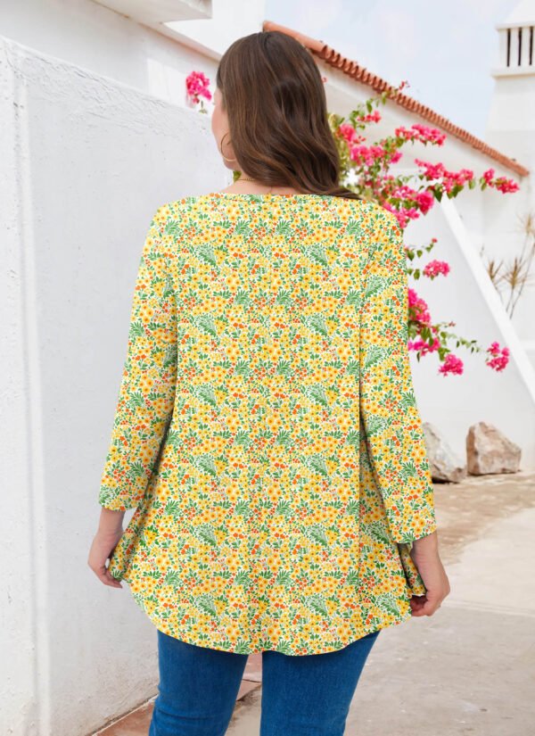 Tunic Tops for Women Plus Size 3/4 Sleeve Crew Neck Swing Flare Loose T-Shirt Blouses to Wear with Leggings - Image 5