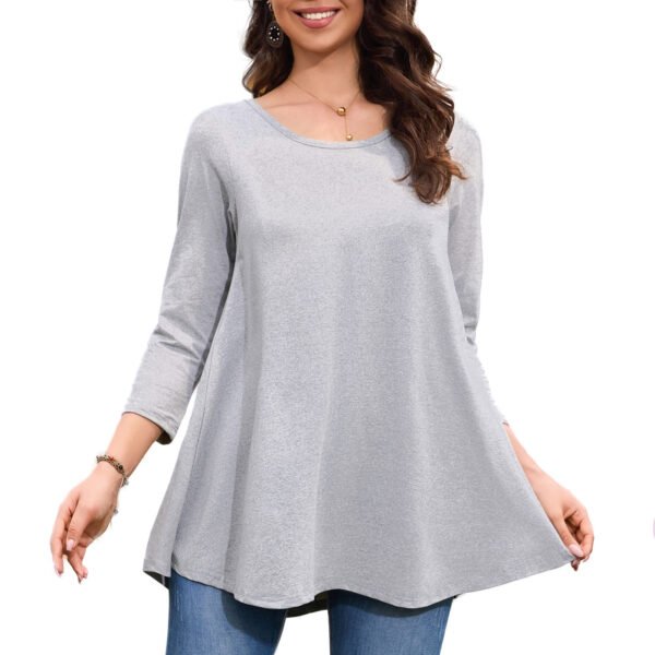 Tunic Tops for Women Plus Size 3/4 Sleeve Crew Neck Swing Flare Loose T-Shirt Blouses to Wear with Leggings - Image 10