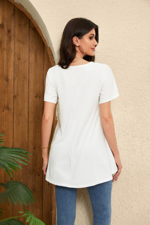 Tunic Tops for Women Plus Size Short Sleeve Crew Neck Swing Flare Loose T-Shirt Blouses to Wear with Leggings - Image 3