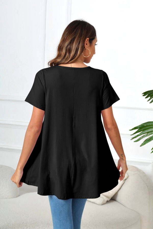Tunic Tops for Women Plus Size Short Sleeve Crew Neck Swing Flare Loose T-Shirt Blouses to Wear with Leggings - Image 8